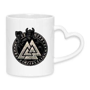 Nordisches Runenkriegsherren-Emblem - Tasse mit Herzhenkel - Weiß - Rechts