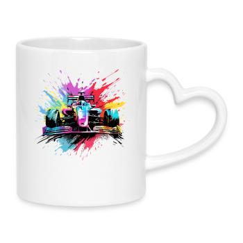 Speed Cars Racer Colorful Splash Art Racing - Mug with Heart-Shaped Handle - white - Right