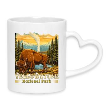 Camping de bisons du parc national de Yellowstone - Mug avec anse en forme de cœur - blanc - Droite