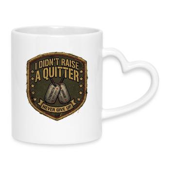 Maman de l’armée N’abandonne jamais Maman militée - Mug avec anse en forme de cœur - blanc - Droite