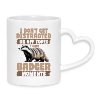 Funny Animal Badger - Mug with Heart-Shaped Handle - white - Right