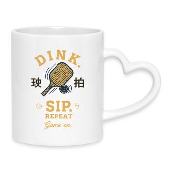 Pickleball-lustiger Pickleball-Pickleball - Tasse mit Herzhenkel - Weiß - Rechts