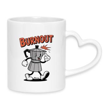 Dessin animé Burnout Moka Coffee Pot - Mug avec anse en forme de cœur - blanc - Droite