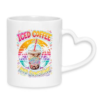 Café glacé et soleil - Mug avec anse en forme de cœur - blanc - Droite