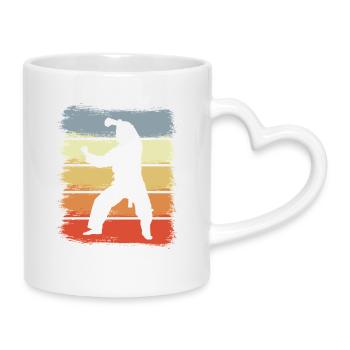 Vintage Karateka Zeichnung - Tasse mit Herzhenkel - Weiß - Rechts