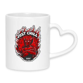 Inferno-Dämon Entspann dich einfach - Tasse mit Herzhenkel - Weiß - Rechts