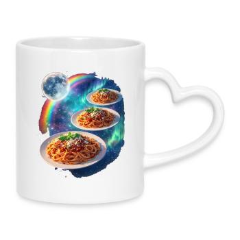 Kosmische Pasta Galaxie - Tasse mit Herzhenkel - Weiß - Rechts
