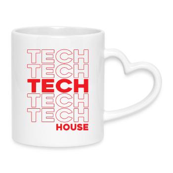Tech House Neon-Stacks - Tasse mit Herzhenkel - Weiß - Rechts