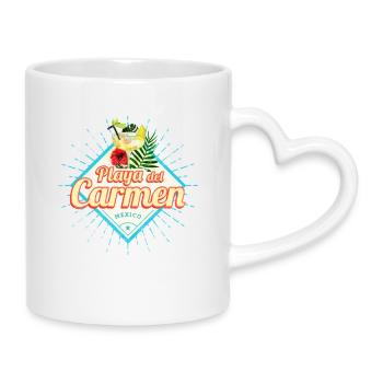 Playa del Carmen Mexiko Retro Cocktail Souvenir - Tasse mit Herzhenkel - Weiß - Rechts