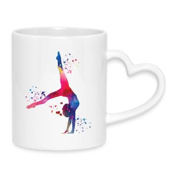 Gymnast with clubs rhythmic gymnastics - Mug with Heart-Shaped Handle - white - Right