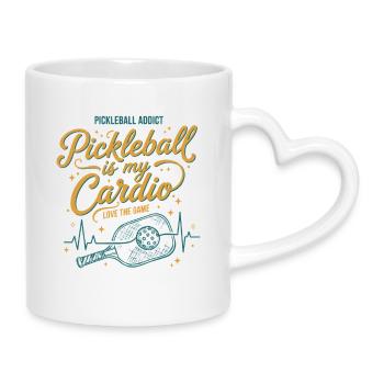 Pickleball Is My Cardio Funny Pickleball Player - Mug with Heart-Shaped Handle - white - Right
