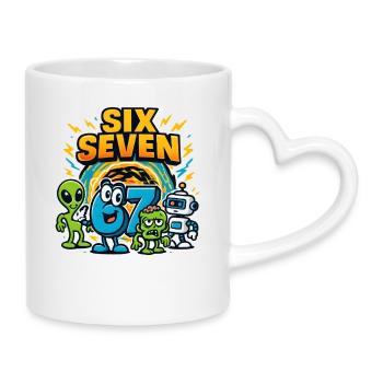 Six Seven 67 Italian Brainrot Nerd Humour Drôle - Mug avec anse en forme de cœur - blanc - Droite