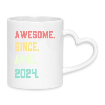 Awesome Since April 2024 - Mug with Heart-Shaped Handle - white - Right