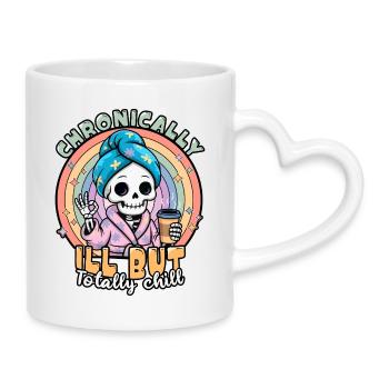 Fibromyalgie-Bewusstsein chronisch kranker Skelett - Tasse mit Herzhenkel - Weiß - Rechts