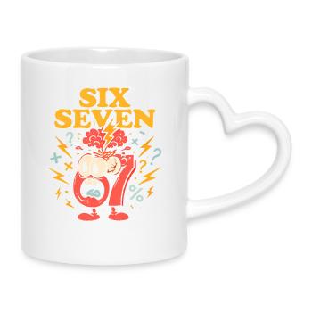 Six Seven 67 Italian Brainrot Nerd Humour Drôle - Mug avec anse en forme de cœur - blanc - Droite
