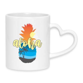 Aloha Sunset Pineapple – Hawaii Beach Vibes - Mug with Heart-Shaped Handle - white - Right