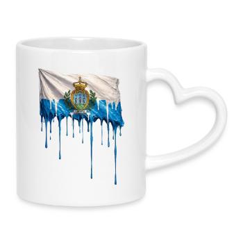 Flagge San Marino Tropfenkunst - Tasse mit Herzhenkel - Weiß - Rechts