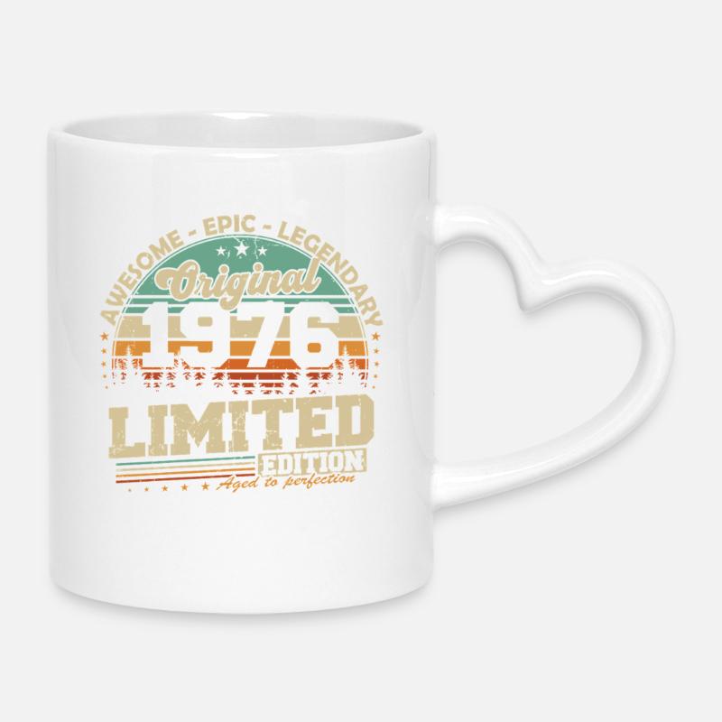 Original 1976 Vintage Retro Geburtstag Geschenk - Tasse mit Herzhenkel - Weiß