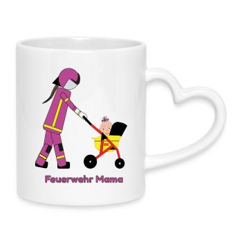 Feuerwehr Mama im Einsatz - Tasse mit Herzhenkel - Weiß - Rechts
