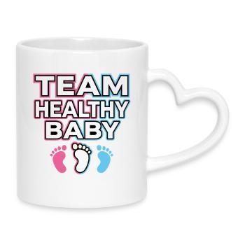 Team Healthy Baby Fußabdruck Design - Tasse mit Herzhenkel - Weiß - Rechts