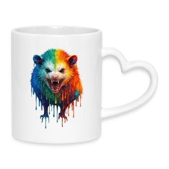 Opossum aux couleurs vives - Mug avec anse en forme de cœur - blanc - Droite