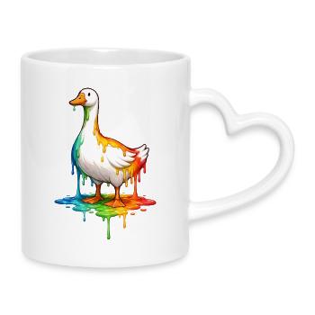 Oie aux couleurs vives - Mug avec anse en forme de cœur - blanc - Droite