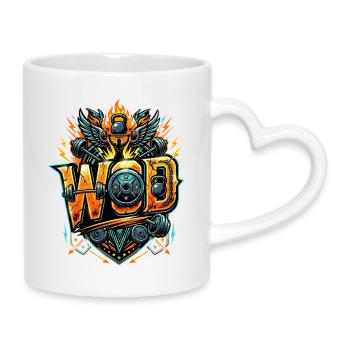 WOD Fitness Muscu Entraînement Cross Sport salle - Mug avec anse en forme de cœur - blanc - Droite