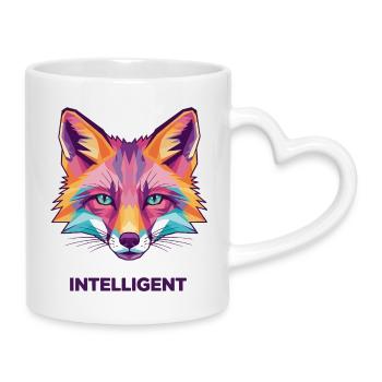 Geometric Color Fox Head - Mug with Heart-Shaped Handle - white - Right