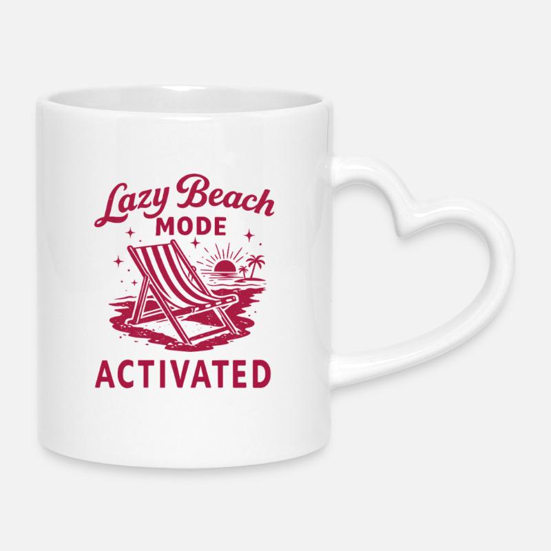 Ambiances estivales activées du Mode Plage Paresseuse - Mug avec anse en forme de cœur - blanc