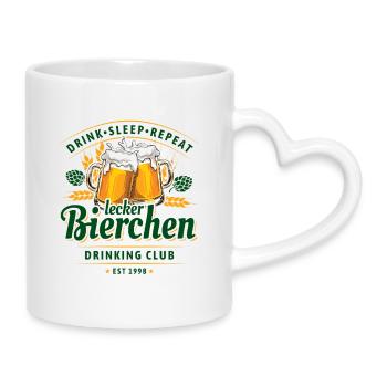 Lecker Bierchen Drinking Club | Bier | Vatertag - Tasse mit Herzhenkel - Weiß - Rechts