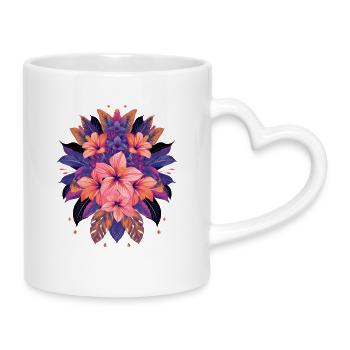 Tropical blossoms - Mug with Heart-Shaped Handle - white - Right