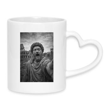 Marcus Aurelius Self-Portrait - Mug with Heart-Shaped Handle - white - Right