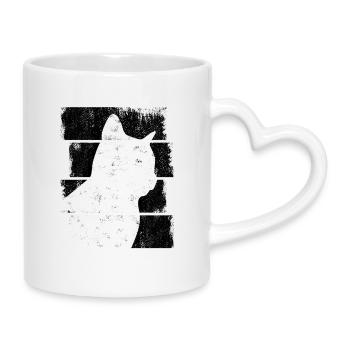 Cat Drawing - Mug with Heart-Shaped Handle - white - Right