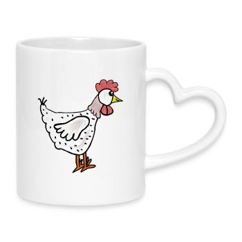 Dessin animé poule - Mug avec anse en forme de cœur - blanc - Droite