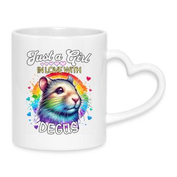 Degu Mädchen Degu - Tasse mit Herzhenkel - Weiß - Rechts