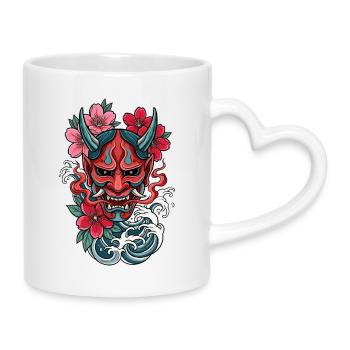 Hannya – Yōkai Demon - Mug with Heart-Shaped Handle - white - Right