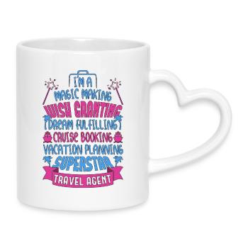 Vacation Planning Superstar Trip Cruising - Mug with Heart-Shaped Handle - white - Right