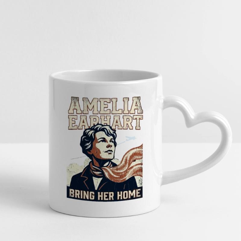 Amelia Earhart – Bring sie nach Hause Tasse mit Herzhenkel