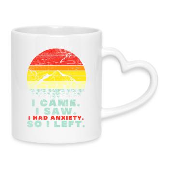 Fuite de l’anxiété au sommet du coucher du soleil - Mug avec anse en forme de cœur - blanc - Droite