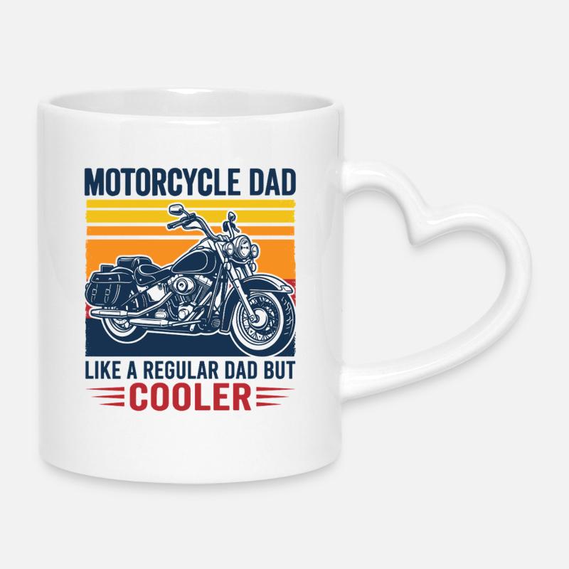 Motorcycle Dad Shirt Cool Dad Biker Gift - Mug with Heart-Shaped Handle - white