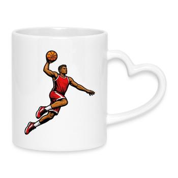 Powerful sports style dunk basketball player - Mug with Heart-Shaped Handle - white - Right