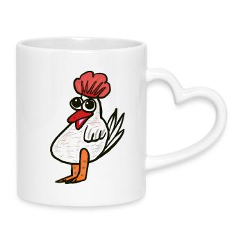 Hühner  Huhn Cartoon - Tasse mit Herzhenkel - Weiß - Rechts