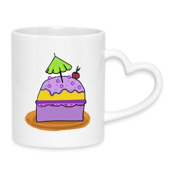 Törtchen Kuchen Muffin Süßigkeiten Kinder - Tasse mit Herzhenkel - Weiß - Rechts
