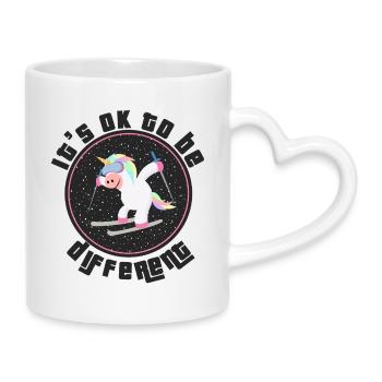 C’est normal d’être un autre licorne en ski - Mug avec anse en forme de cœur - blanc - Droite