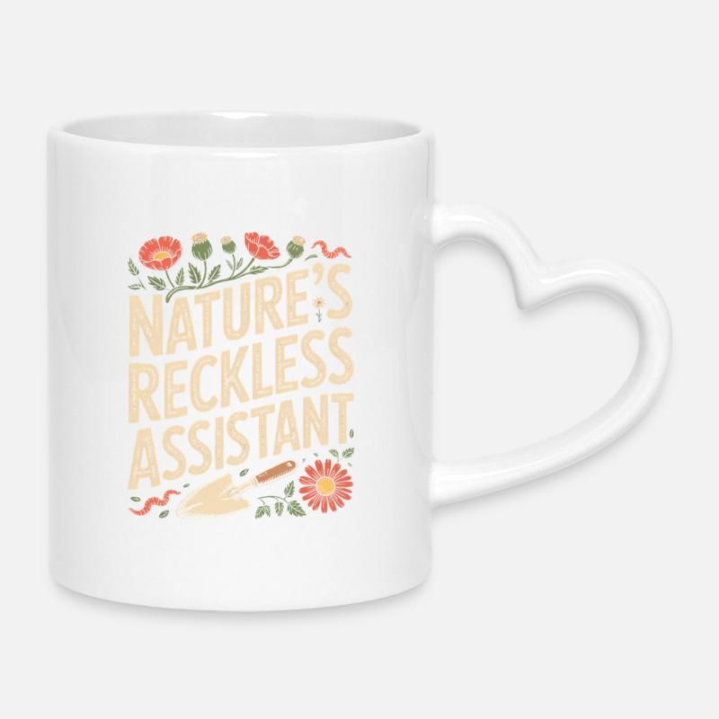 Le jardinier imprudent de la nature - Mug avec anse en forme de cœur - blanc
