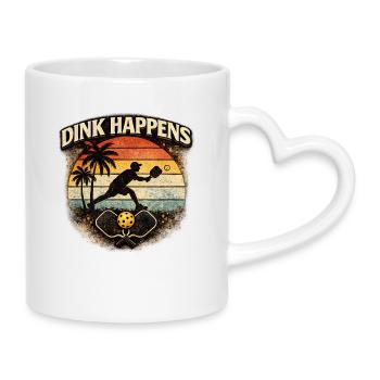 Dink Happens Retro Sunset Pickleball - Mug avec anse en forme de cœur - blanc - Droite