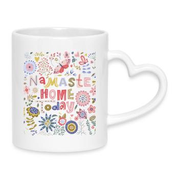 Namaste Home Today Folk Art Floral  - Mug with Heart-Shaped Handle - white - Right