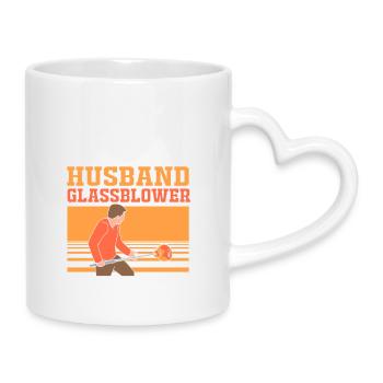 Glas Glasbläser - Tasse mit Herzhenkel - Weiß - Rechts
