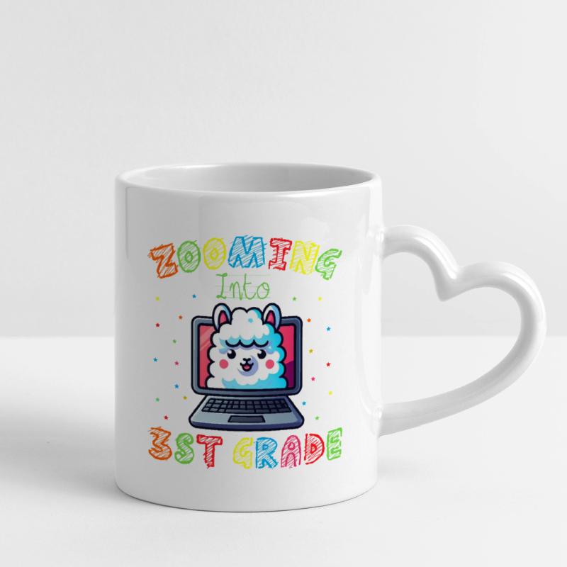 Lama Code Arc-en-Ciel Numérique Mug avec anse en forme de cœur