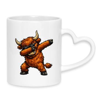 Dabbing Highland Cattle - Mug with Heart-Shaped Handle - white - Right